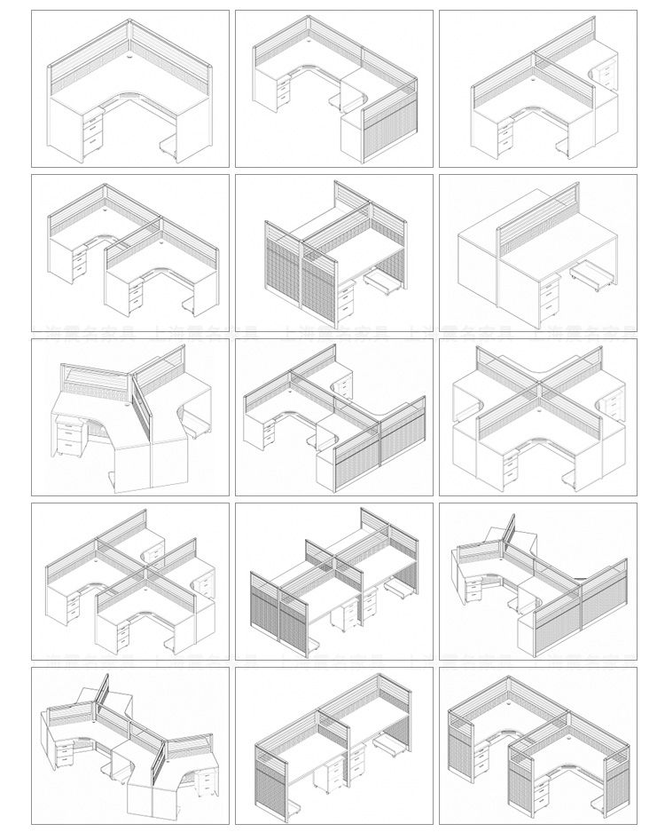 屏風(fēng)工作位常見(jiàn)擺放形狀